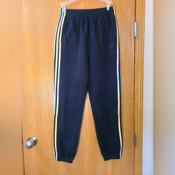 adidas Other - Adidas 3 stripe pastel rainbow ombre loose fit fleece sweatpants joggers